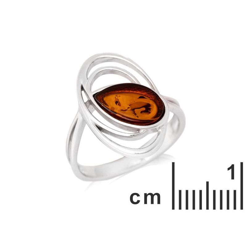 Anello ovale — goccia di ambra cognac — per portare un ricordo dolce — foto 1