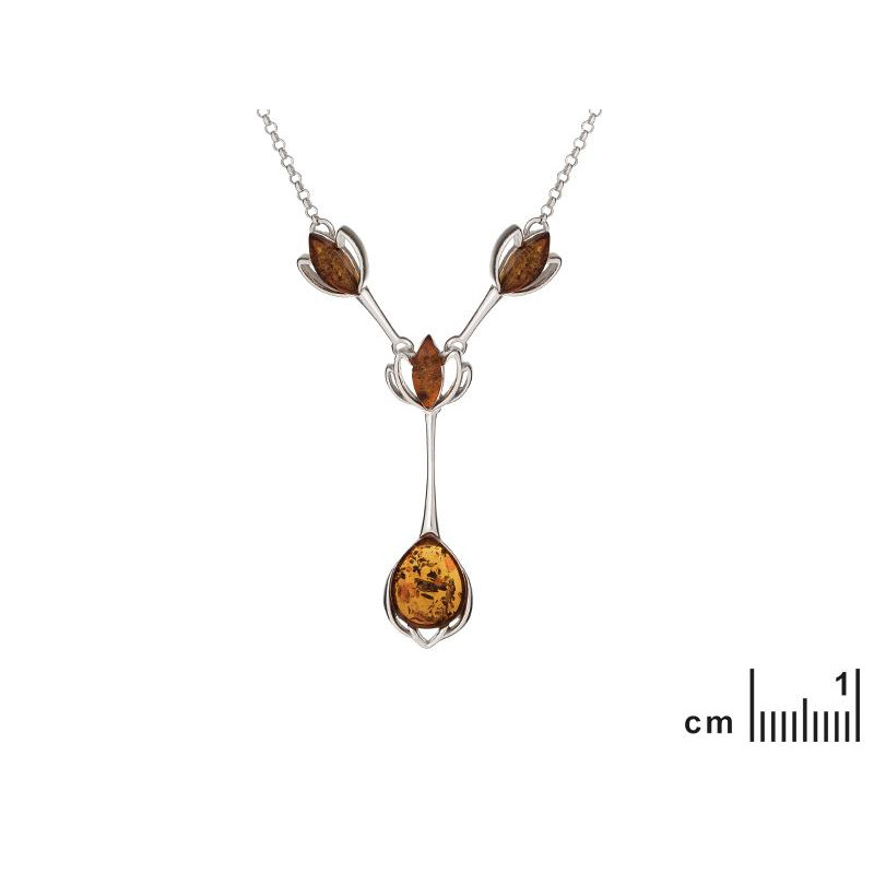 Collana in argento 925 con ambra cognac - per illuminare il tuo percorso — foto 1