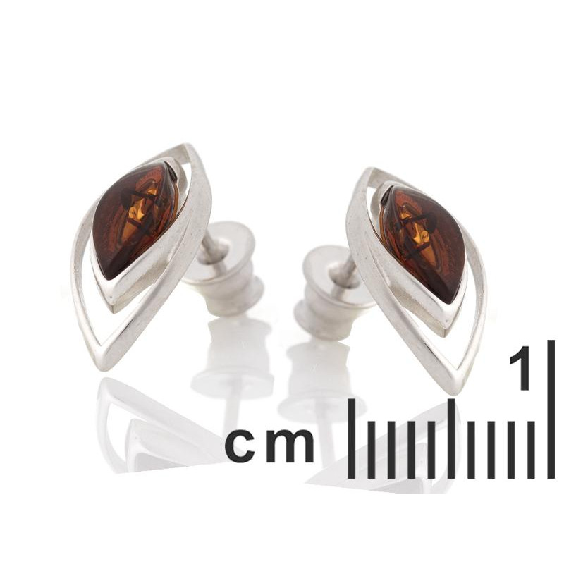 Orecchini in argento rodiato con ambra cognac — per ricordare la tua luce — foto 1