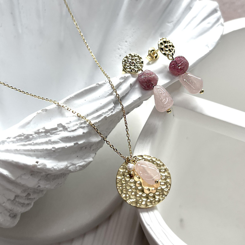 Collana quarzo rosa e perle — per trasmettere amore — foto 2