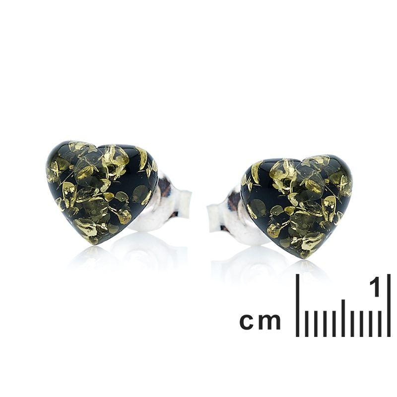 Orecchini a cuore con ambra verde — per custodire i tuoi segreti — foto 1