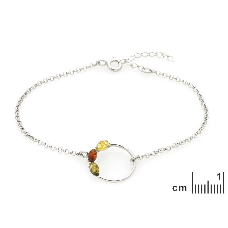 Bracciale in argento rodiato con ambra a navetta multicolore — per celebrare la tua unicità — foto 1