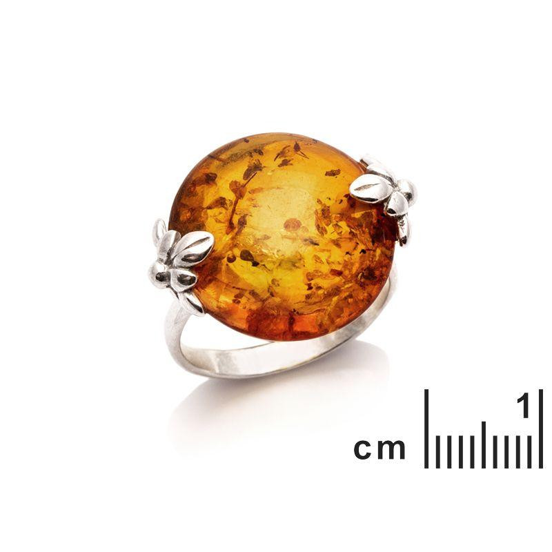Anello pietra tonda ambra cognac — per raccontare storie — foto 1