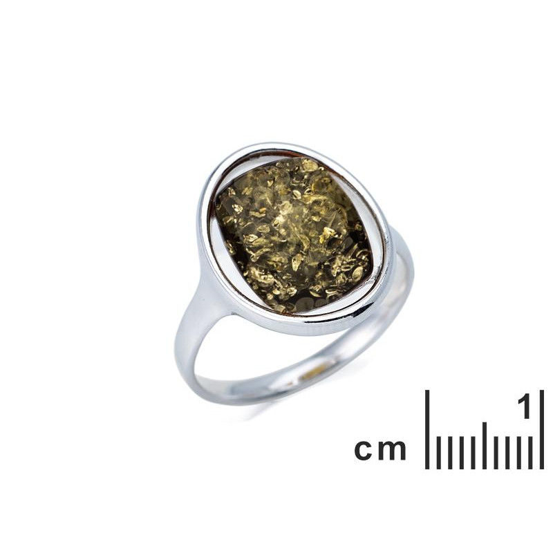 Anello grande pietra ovale ambra verde — per evocare i tuoi sogni — foto 1