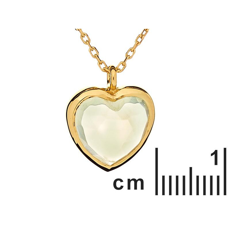 Collana cuore in argento dorato 925 con pietra verde naturale — per custodire il tuo amore — foto 1