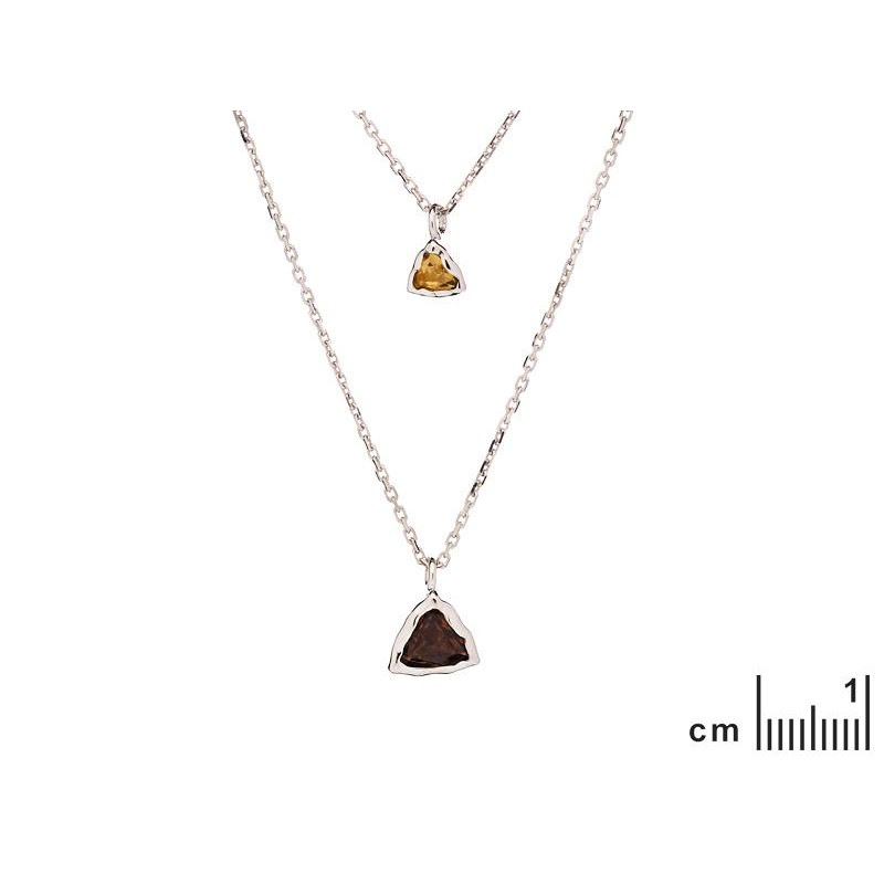 Collana triangolo — quarzo naturale e giallo, argento 925 rodiato — per trasmettere le tue intenzioni — foto 1