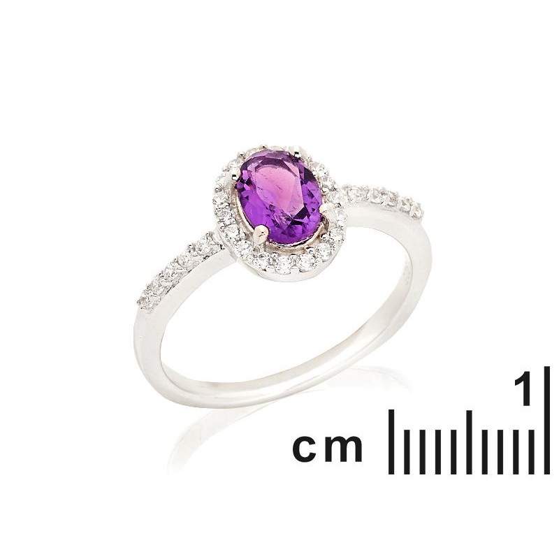 Anello ovale con ametista e zirconio — per evocare l'essenza — foto 1