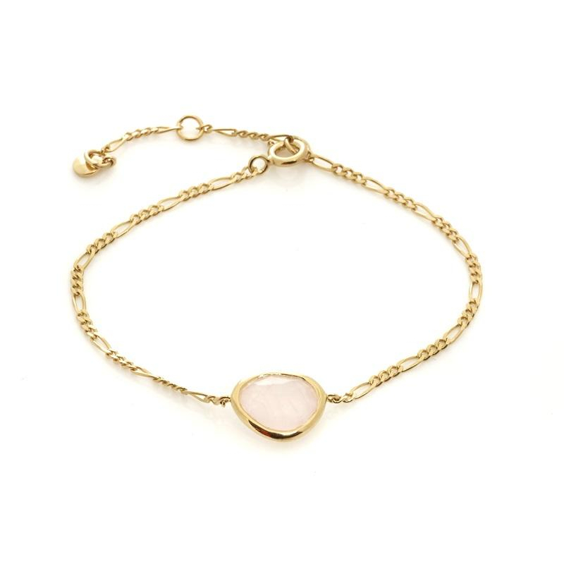 Bracciale in argento 925 dorato con quarzo rosa naturale — per accendere dolcezza nel cuore