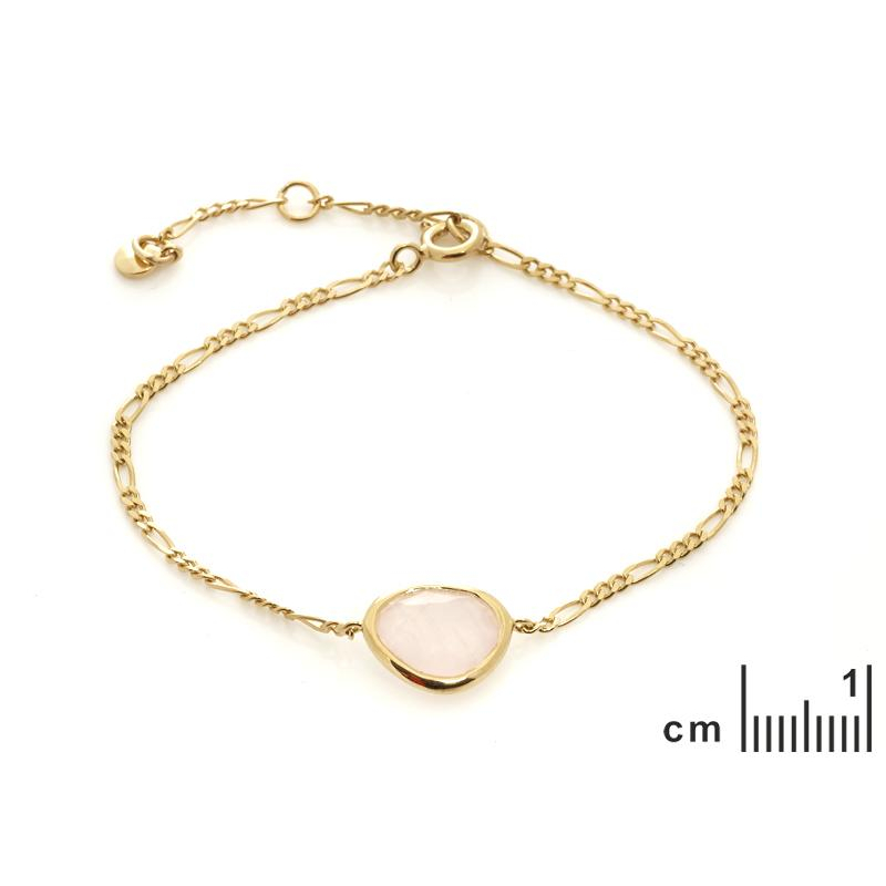 Bracciale in argento 925 dorato con quarzo rosa naturale — per accendere dolcezza nel cuore — foto 1