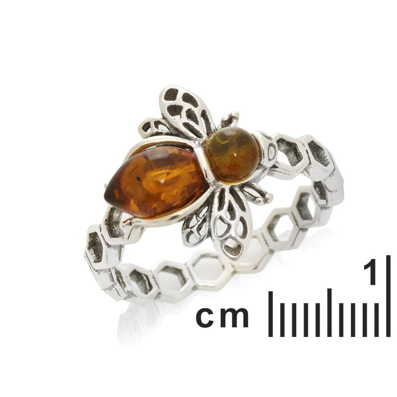 Anello ape con ambra di finocchio in argento 925 - per portare con te la tua forza e la tua libertà — foto 1