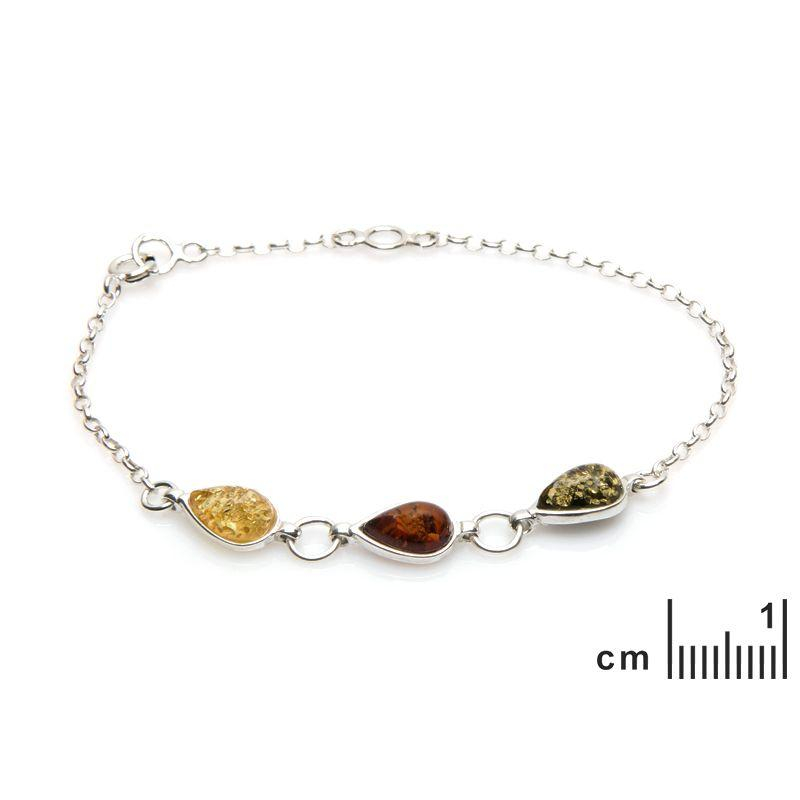 Bracciale di argento rodiato con ambra multicolore — per custodire la tua luce interiore — foto 1