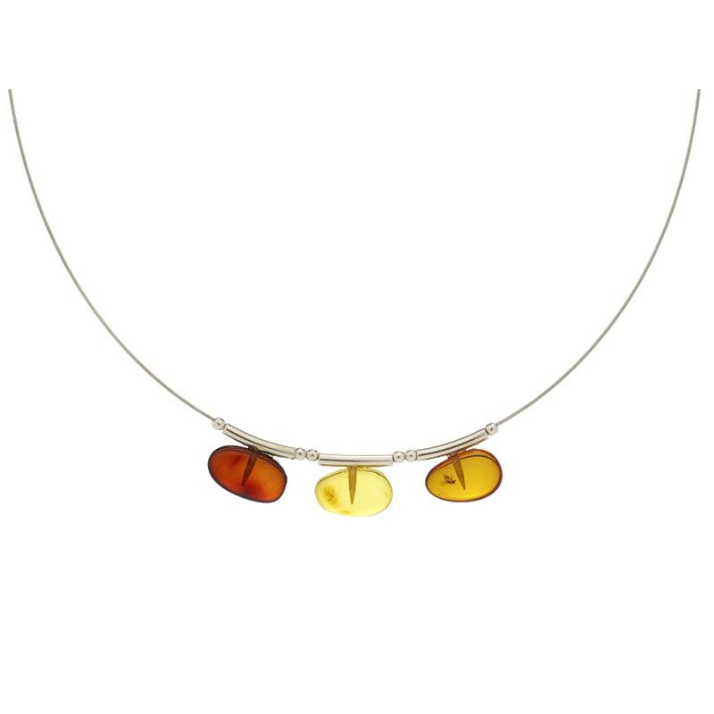 Collana in argento 925 con ambra multicolore, 46 cm — per celebrare la tua luce interiore