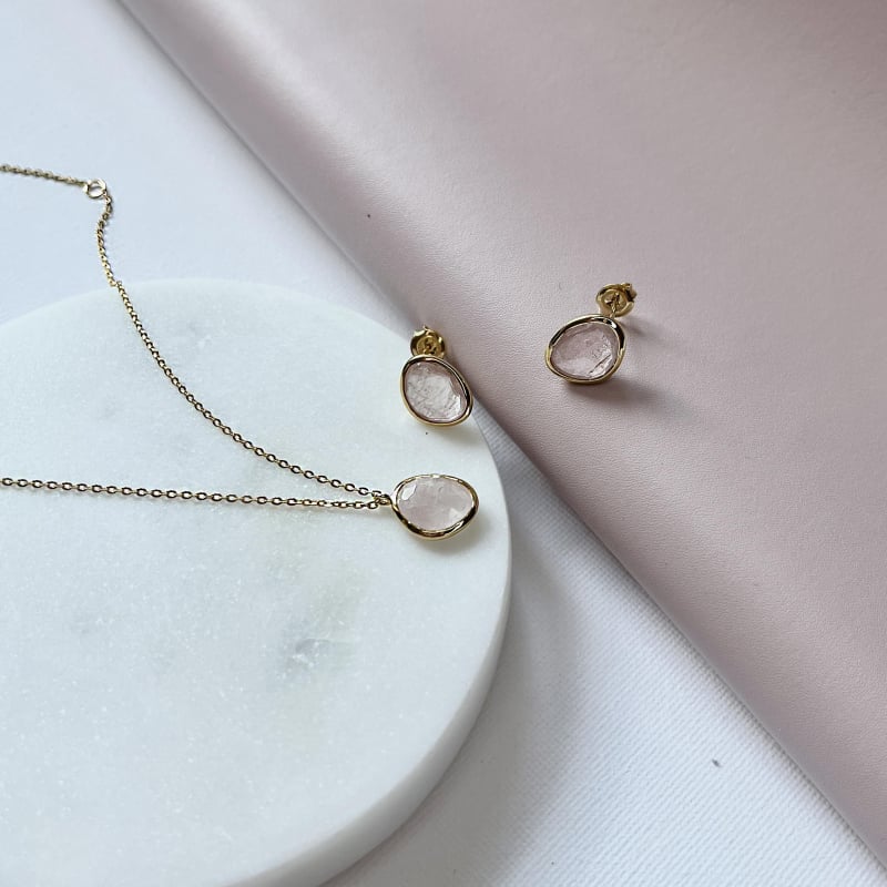 Collana in argento 925 con quarzo rosa naturale — per custodire il tuo amore — foto 2