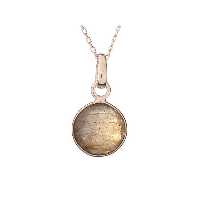 Ciondolo tondo con labradorite multicolore — per raccontare storie