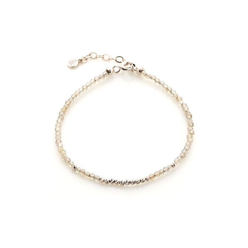 Bracciale in argento rodiato e labradorite multicolore — per illuminare ogni gesto