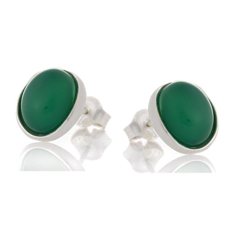 Orecchini in argento 925 rodiato con agata verde naturale — per esaltare la tua eleganza