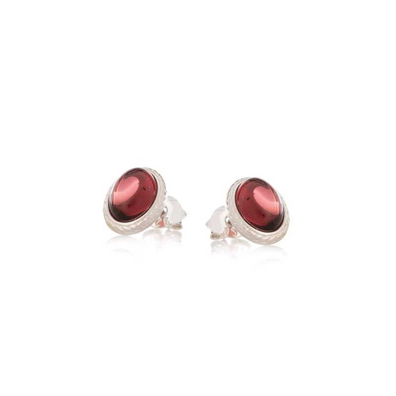 Orecchini in argento, bottone decorato con perla nera e ametista - per portare con te un tocco di eleganza