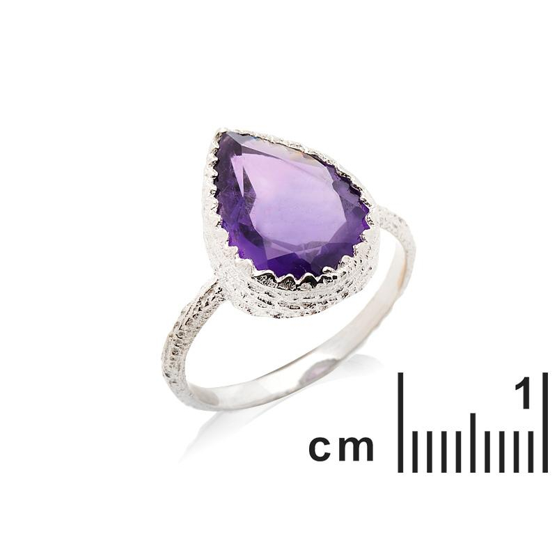 Anello in argento 925 rodiato con ametista viola naturale — per custodire la tua serenità — foto 1