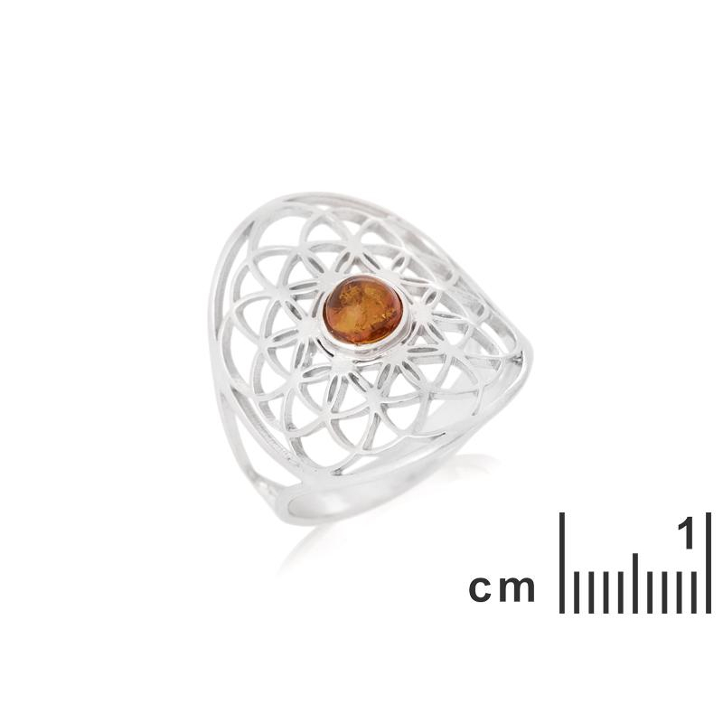 Anello fiore della vita con ambra — per commemorare il nostro cammino — foto 1