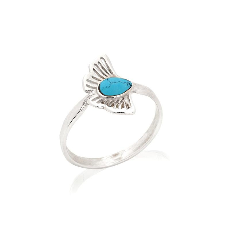 Anello ginkgo turchese blu — per onorare la natura