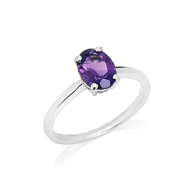 Anello ametista viola ovale naturale — per offrire un ricordo