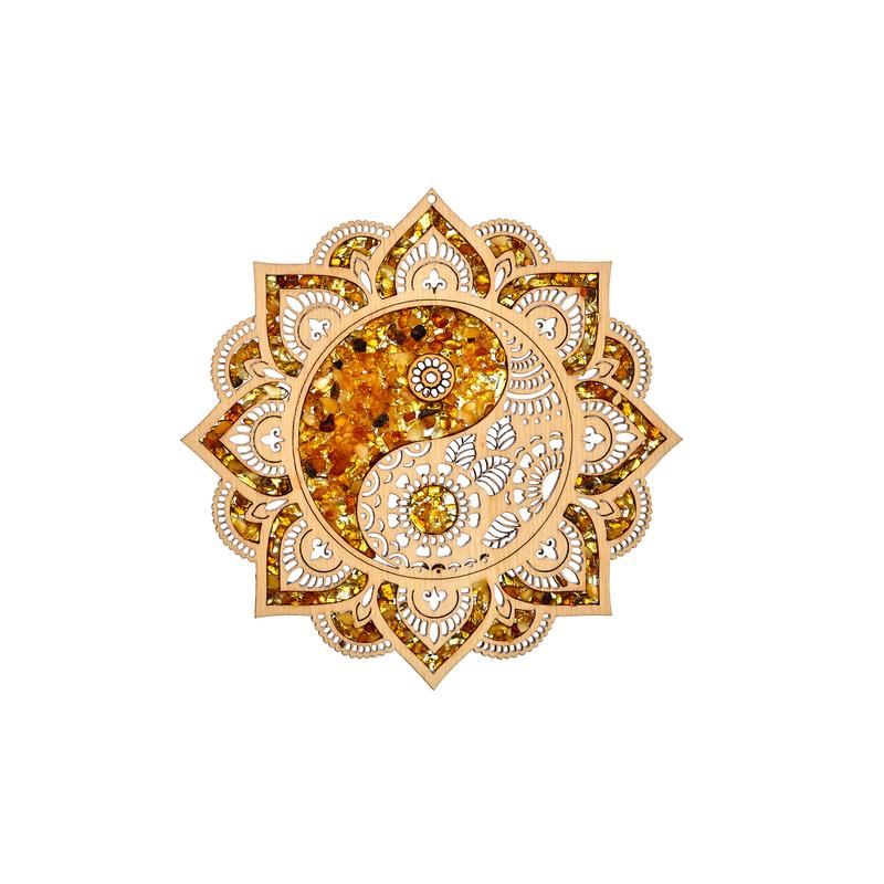 Piatto decorativo con betulla e ambra, 11 cm - per un tocco di calma in ogni stanza