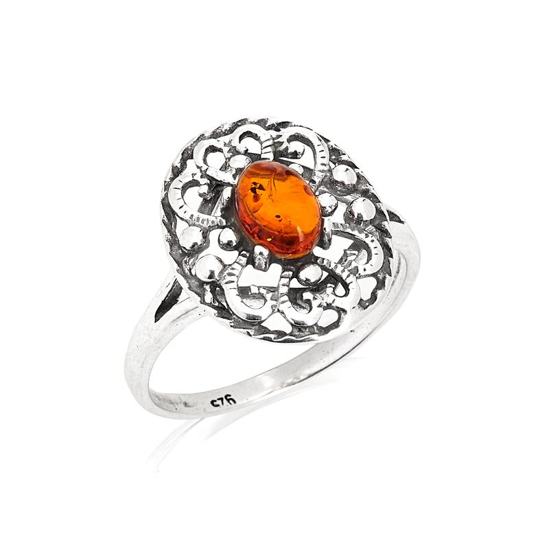 Anello ambra cognac — per memoria dolce (cod. 13628)