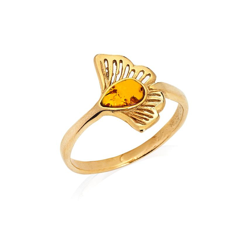 Anello ginkgo con ambra — per evocare i ricordi