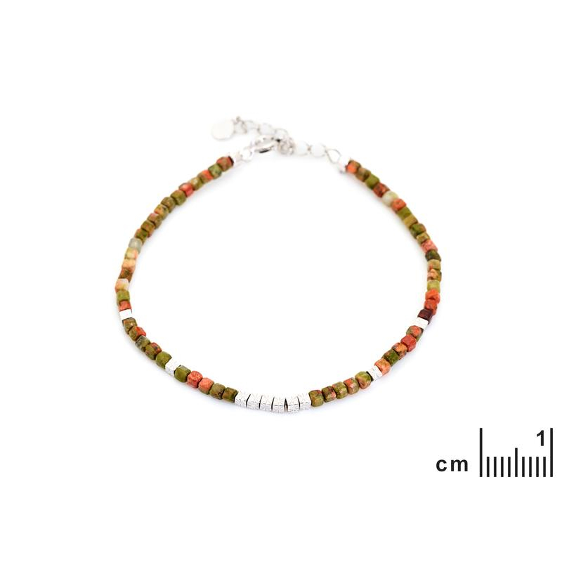 Bracciale in argento rodiato con unakite multicolore — per custodire la tua luce — foto 1