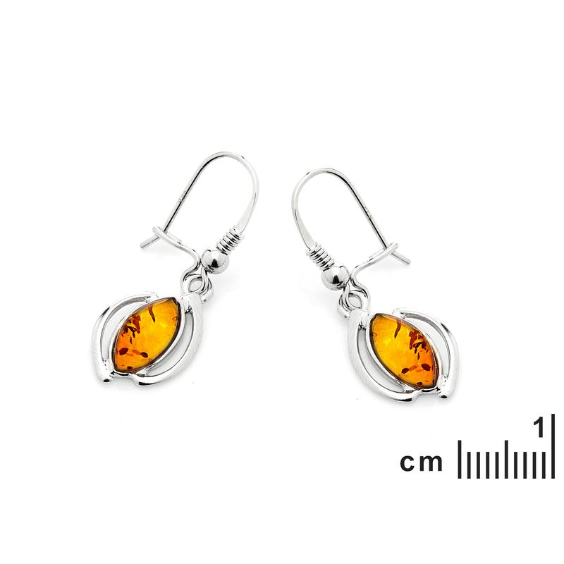 Orecchini pendenti in ambra cognac e argento rodiato — per celebrare la tua eleganza — foto 1