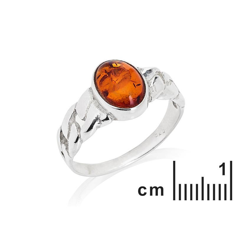 Anello sigillo ambra naturale tonda cognac — per缨络文岑 — foto 1