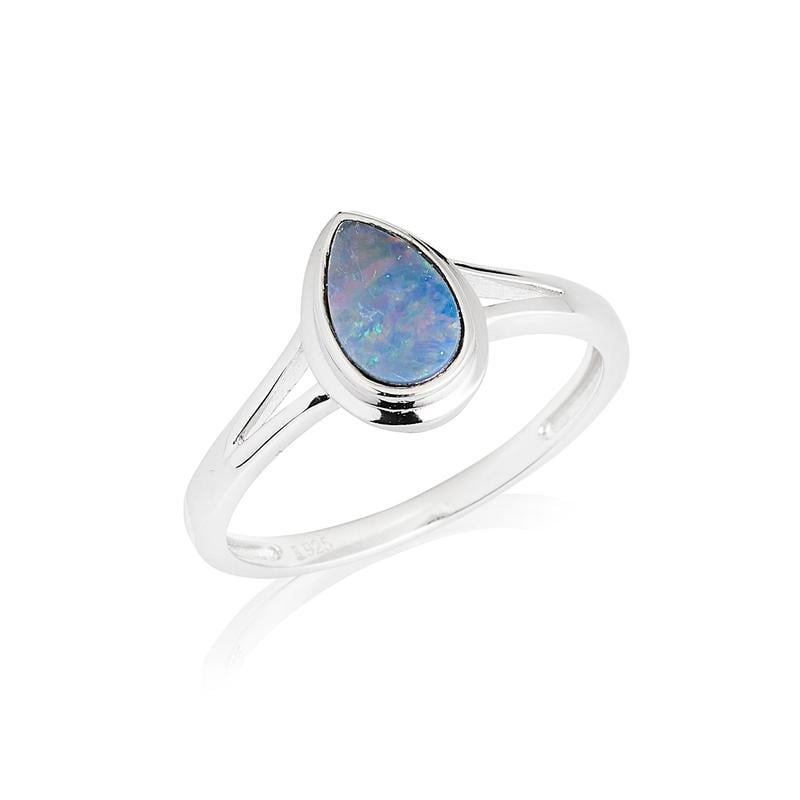 Anello opale blu australiano goccia — per accogliere il mare