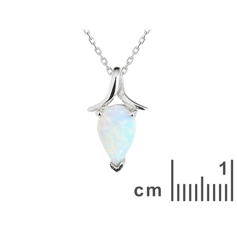 Ciondolo argento rodiato 925 con opale bianco naturale — per custodire luce interiore — foto 1