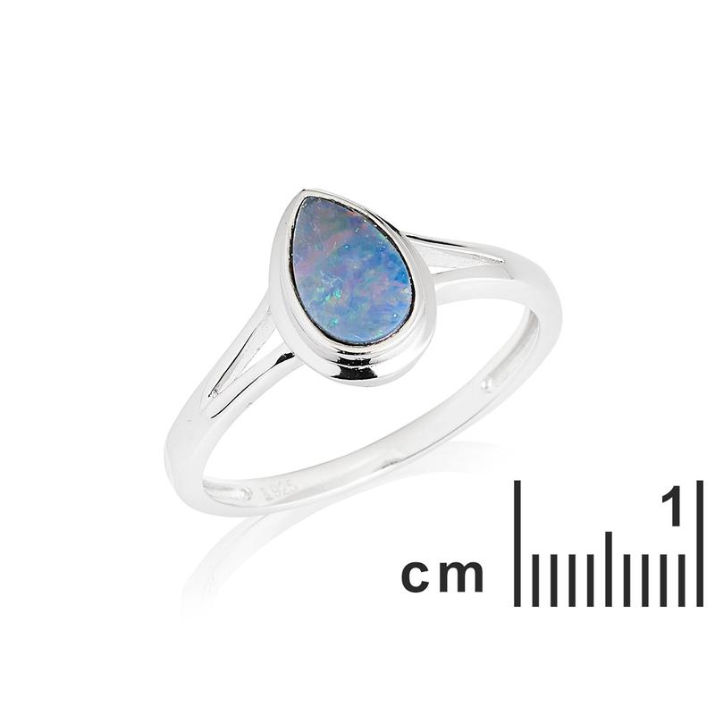 Anello opale blu australiano goccia — per accogliere il mare — foto 1