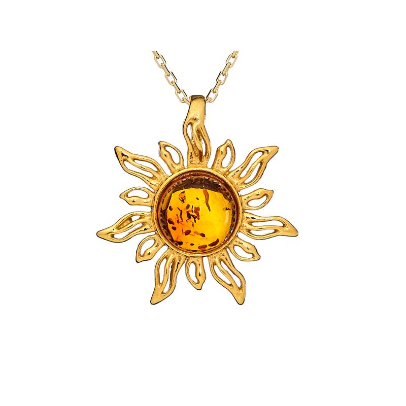 Ciondolo solare con ambra naturale di cognac — per portare la luce del sole sempre con te