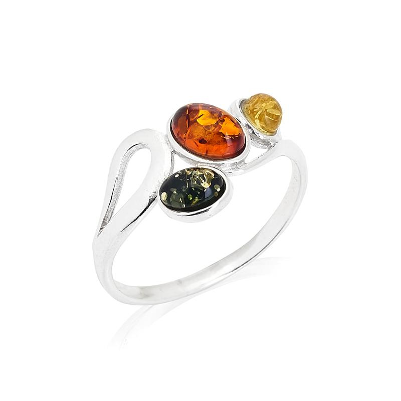 Anello di ambra multicolore su argento 925 — per celebrare la tua luce interiore