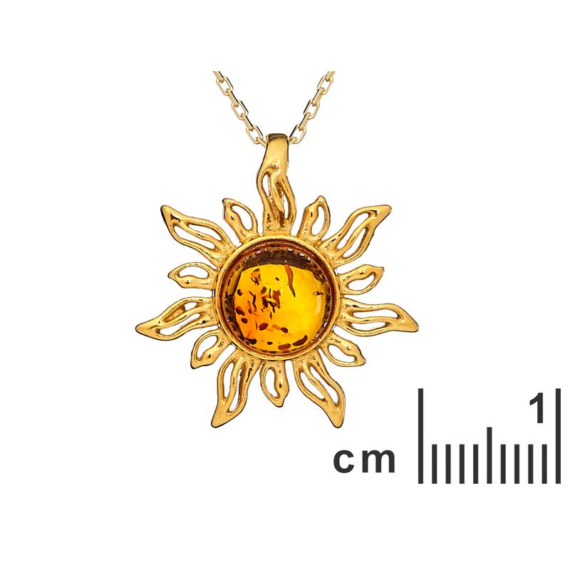 Ciondolo solare con ambra naturale di cognac — per portare la luce del sole sempre con te — foto 1