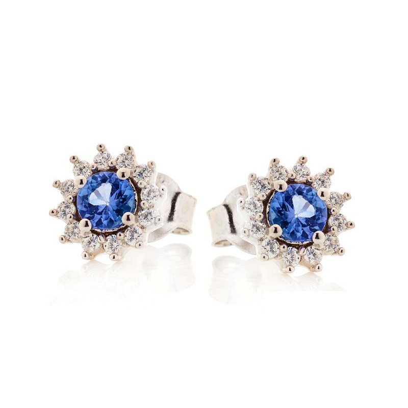 Orecchini in argento 925 rodiato con tanzanite blu naturale — per celebrare la tua eleganza