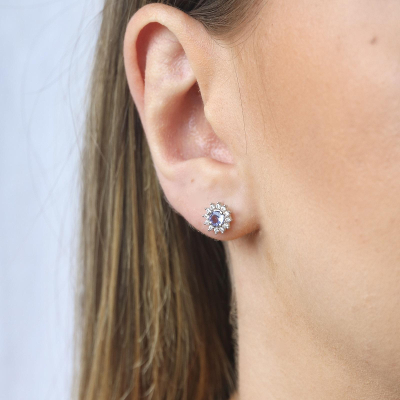 Orecchini in argento 925 rodiato con tanzanite blu naturale — per celebrare la tua eleganza — foto 2