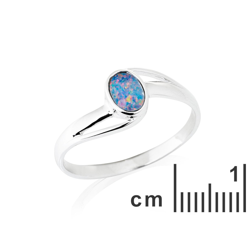 Anello ovale con opale australiano blu — per evocare l'oceano — foto 1