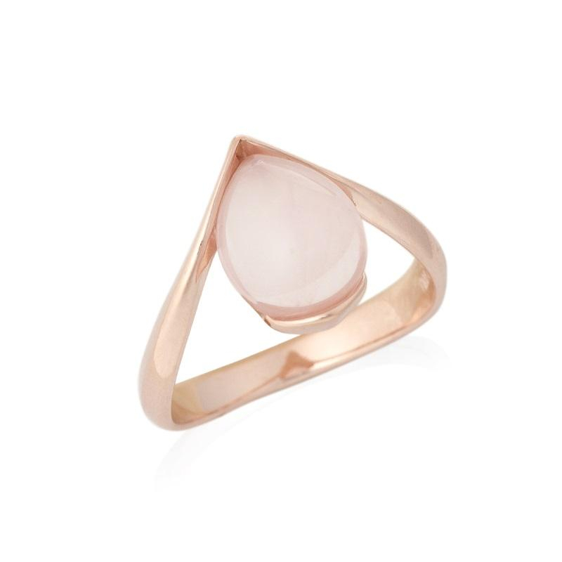 Anello in argento placcato oro con quarzo rosa — per custodire la tua dolcezza