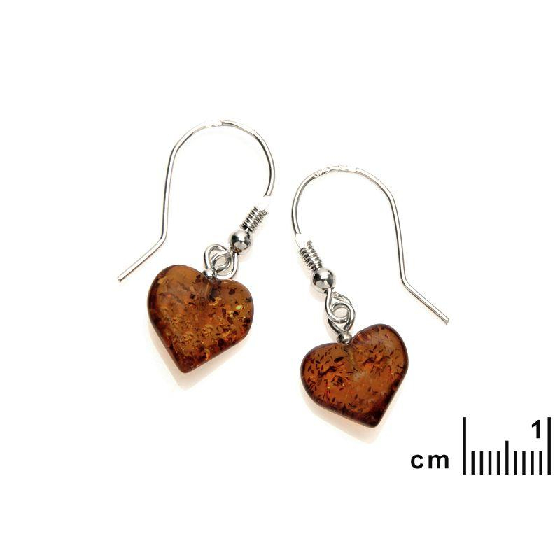 Orecchini a cuore in argento e ambra cognac — per illuminare ogni tuo sguardo — foto 1