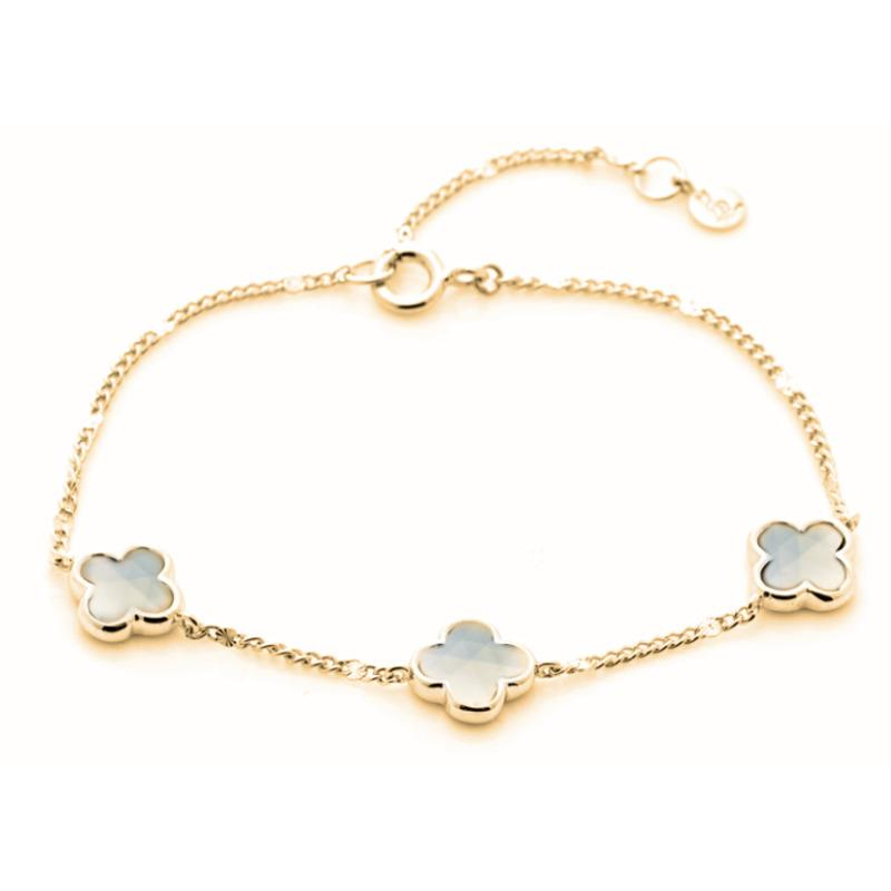 Braccialetto trifoglio in argento dorato con calced