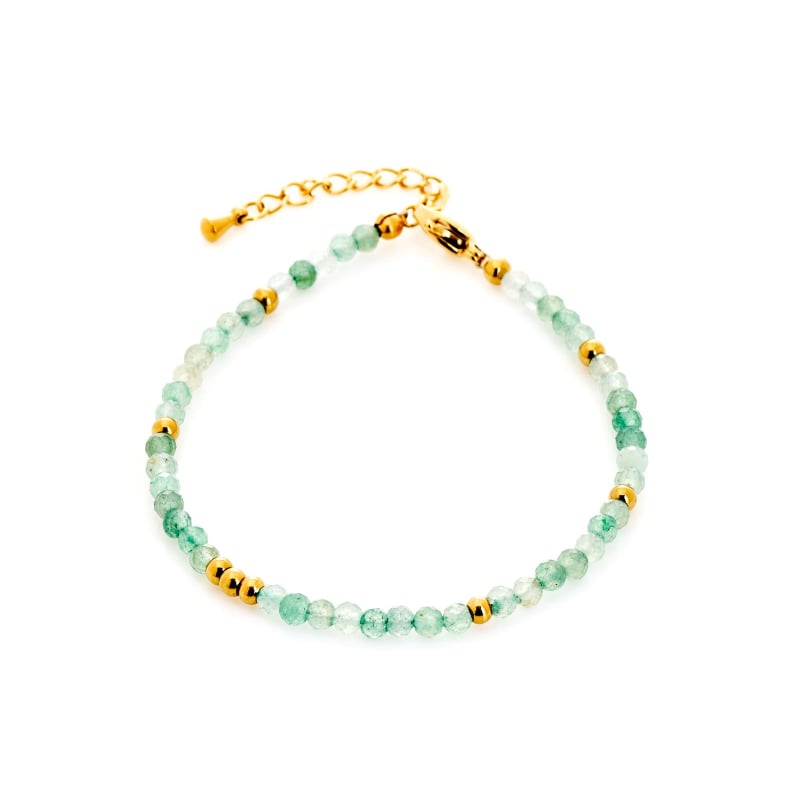 Bracciale in avventurina verde e acciaio dorato — per custodire la tua serenità