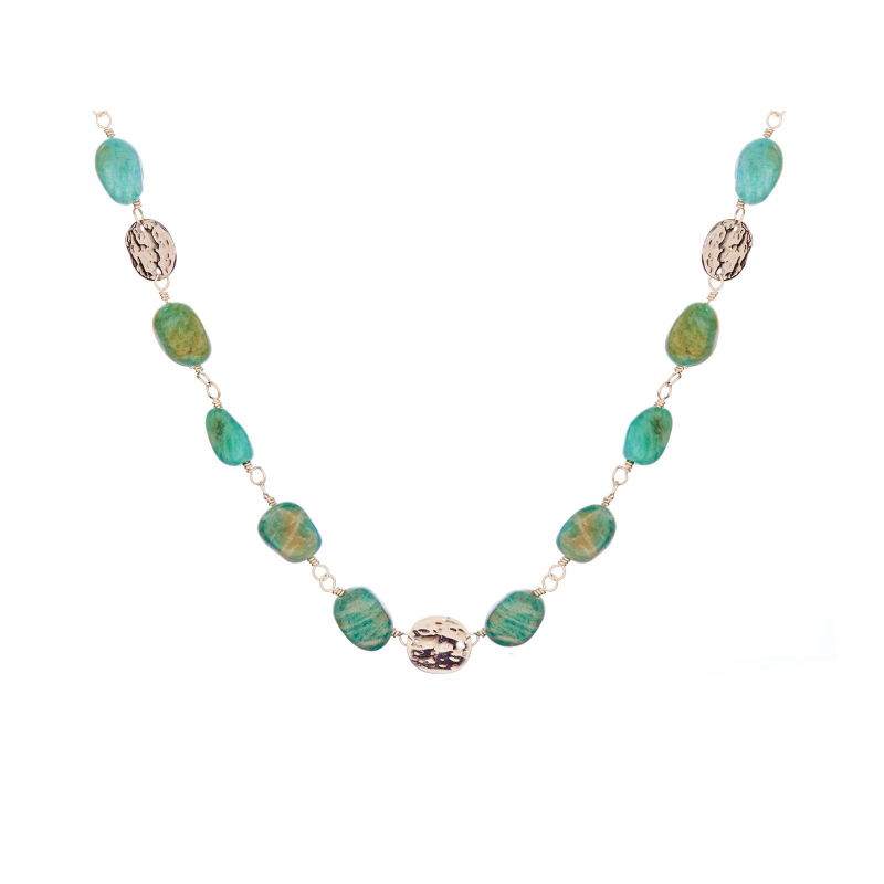 Collana amazzonite blu irregolare acciaio inossidabile — per evocare l'oceano