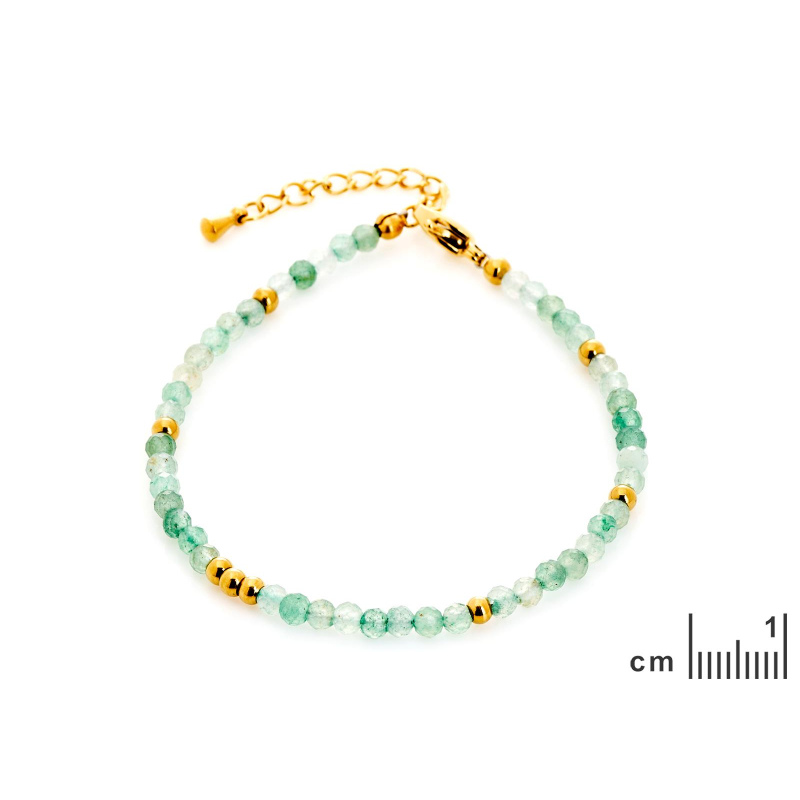 Bracciale in avventurina verde e acciaio dorato — per custodire la tua serenità — foto 1