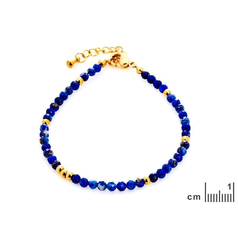 Bracciale in lapislazzuli blu con acciaio dorato — per celebrare la tua unicità — foto 1