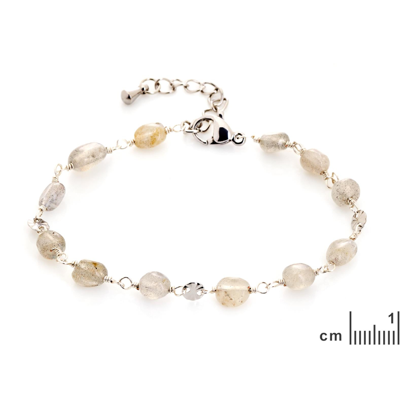 Bracciale in labradorite multicolore e acciaio — per custodire la tua luce — foto 1