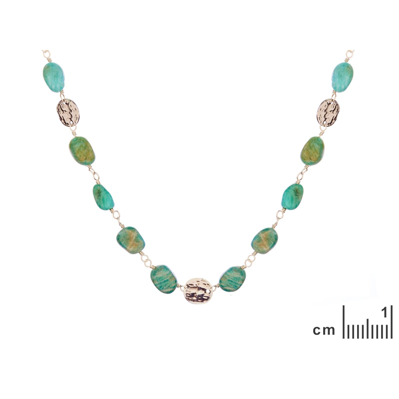 Collana amazzonite blu irregolare acciaio inossidabile — per evocare l'oceano — foto 1