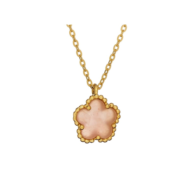 Collana fiore a 5 petali in quarzo rosa — per portare l'amore naturale